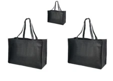 Qty 5 Jumbo Strong Reusable Grocery Shopping Bag Black XL 22"W x 16"H x 10"D