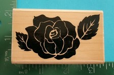 Embossing Arts ROSE FLOWER BLOSSOM with LEAVES Rubber Stamp 1087-E