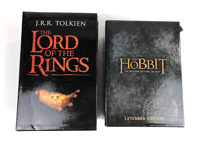 Lord Of The Rings Book/Novel Set & The Hobbit DVD Motion Picture Trilogy