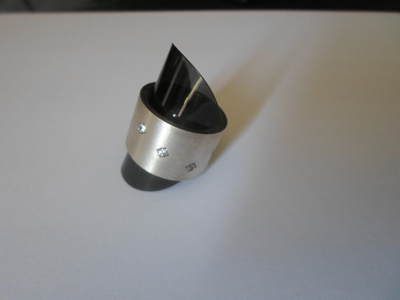 solid silver ring, wide headband, full round zirc… - image 6