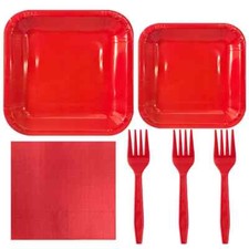 Vajilla de fiesta cuadrada roja vajilla desechable platos de papel tazas servilletas