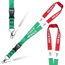 Mexico Flag Lanyard with Detachable Buckle  Mexican Flag Key Chain Neck Strap