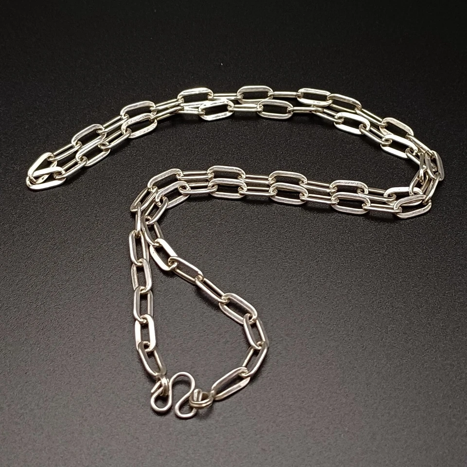 Collar Plata de Ley 925 Vintage Clip Cadena Clásico Minimalista 15.5" Foto 3 de 4