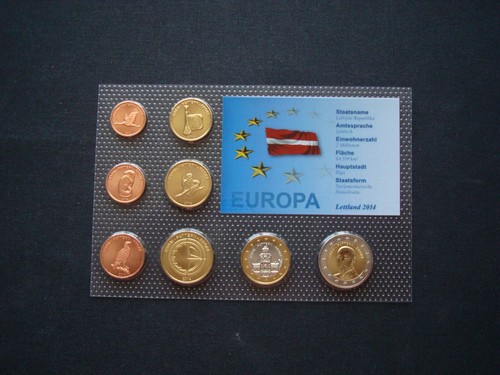 TOP Lettland 2014 Euro Proben Kursmünzensatz im Blister! KMS! € Probe!