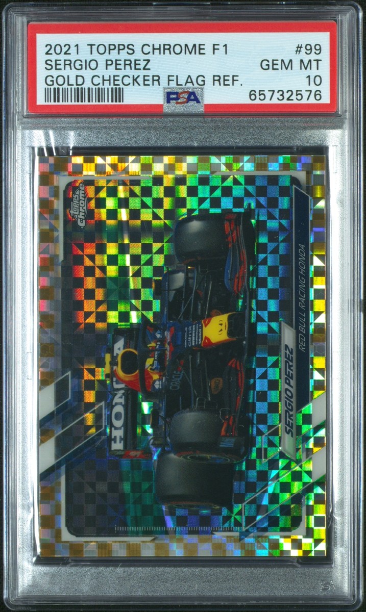2021 Topps Chrome Formula 1 Sergio Perez Gold Checker Flag