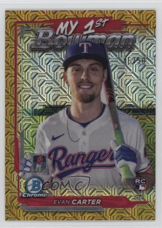 2024 Bowman Chrome My 1st Mega Box Gold Mojo Refractor /50 Evan Carter Rookie RC