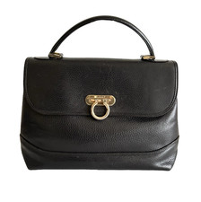 Authentic Bally Handbag Black Leather From Japan 0863