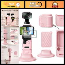 Silicone Case for DJI Osmo Pocket 4/Xtra - Protective Cover with Lanyard, Pink