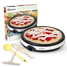 Euro Cuisine CM20 Electric Crepe Maker - PTFE and PFOA Free Non Stick Plate, 12