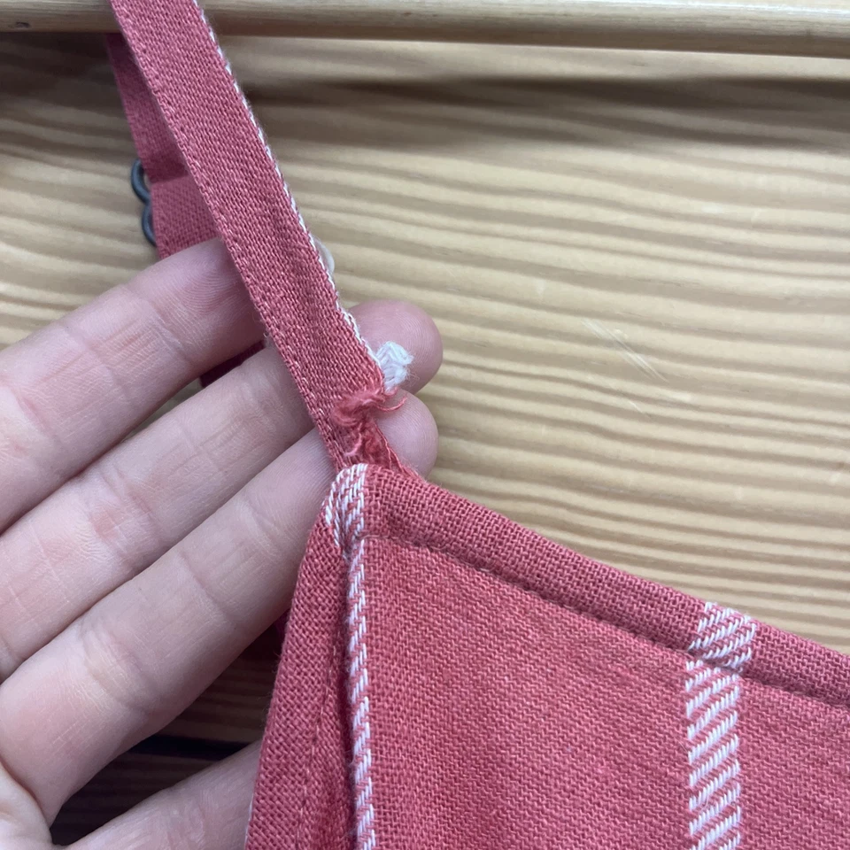 Mono Gap Mameluco Pequeño Mezcla de Lino Rojo Mineral Blanco Rayas Recortado B113 Foto 3 de 4