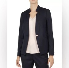 Ted Baker London Navy Blue Rivaa Tailored Blazer 2 Jacket Notch Lapel Women's