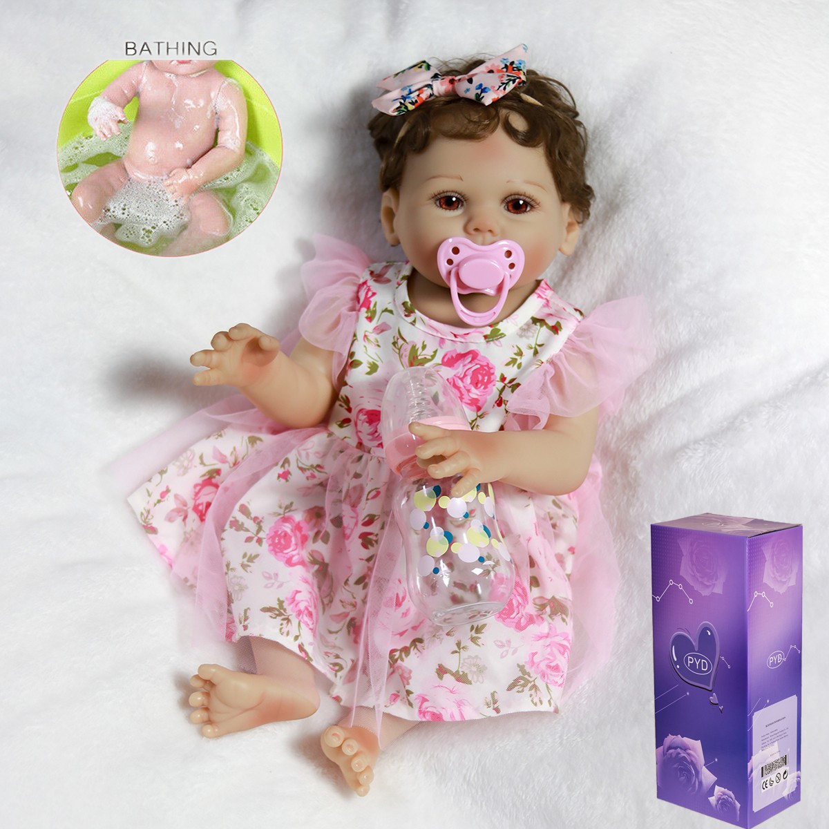 Full Body Vinyl Silicone Girl Doll Lifelike Newborn Bath