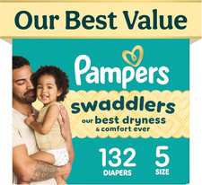 Swaddlers Diapers, Size 5 20-37 Lbs , 132 Count, Fragrance Free, Hypoallergenic
