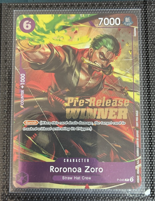 One Piece TCG - Roronoa Zoro P-045 - Pre-Release WINNER Promo