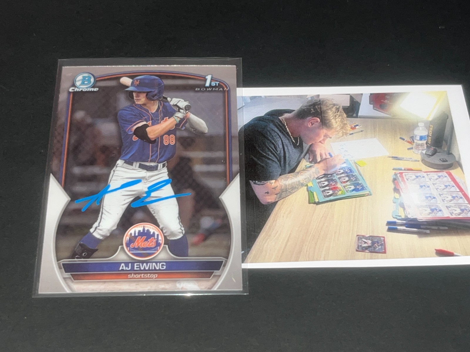 AJ Ewing New York Mets Auto Signed 2023 1st Bowman Chrome Paint