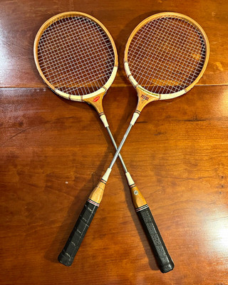 VTG Sportcraft Silver Flash Competition Model Wooden Badminton Racquets Set of 2