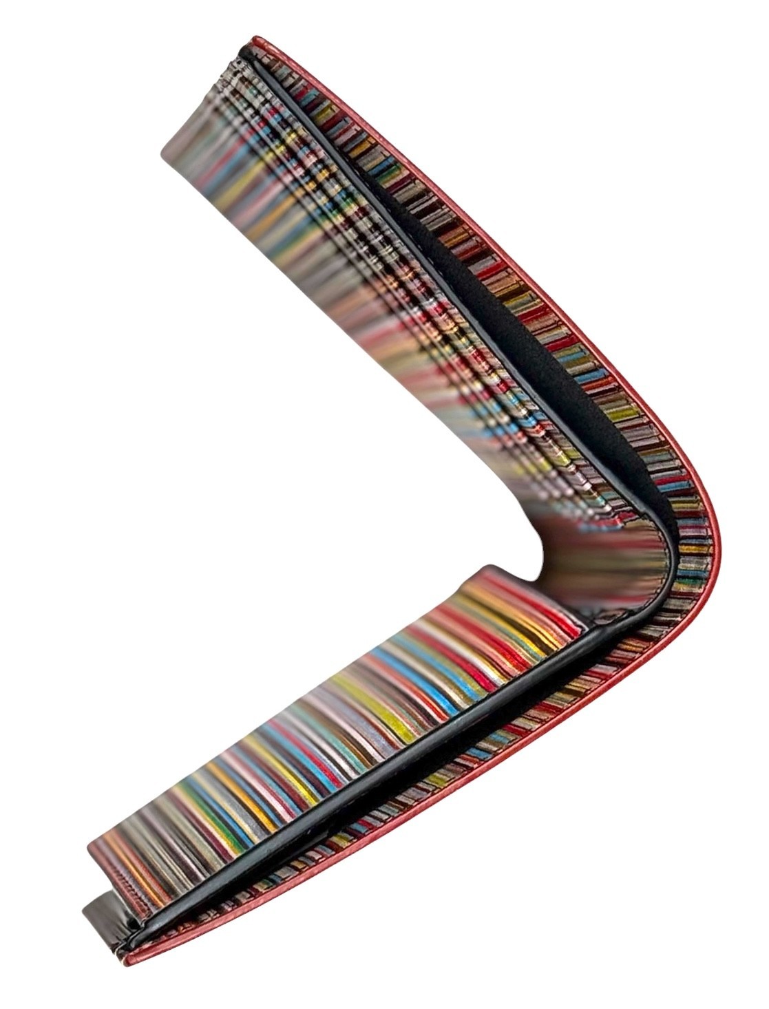 Paul Smith Bifold Leather Wallet Terra Cotta Artist Stripe Wagging Dog New $275 image 7