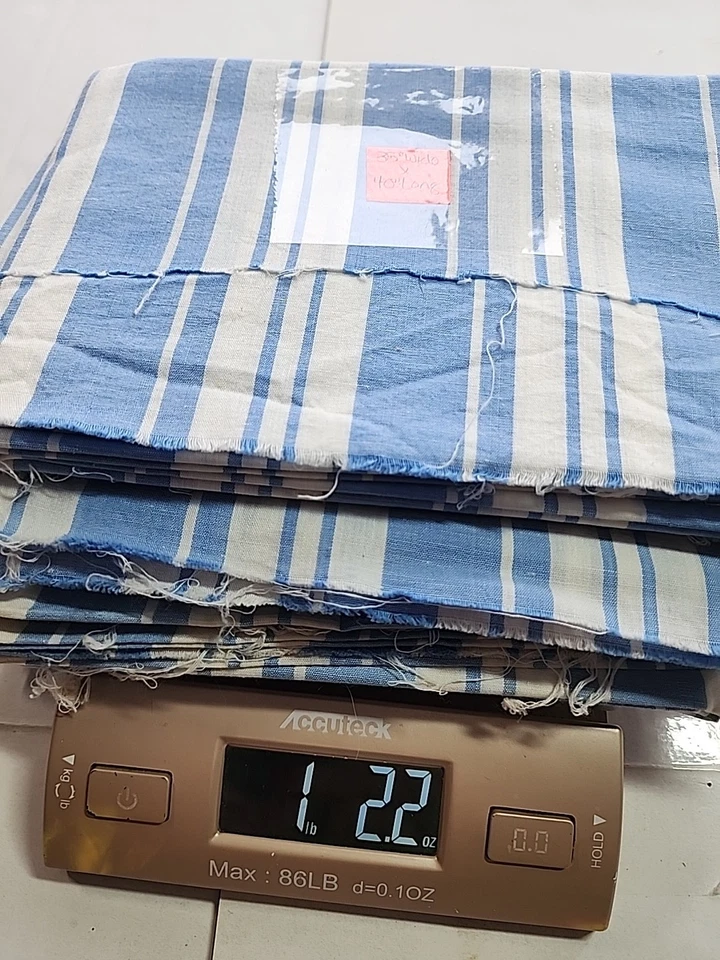 4pc 35" X 1.5 1.4yd+ 30s 40s Ticking Stripe Blue White Cotton Sewing Lawn Fabric - Image 2 of 4