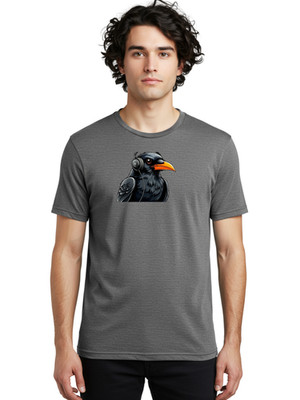Black-Bird-Headphones Mens Graphic Tee, 100% Cotton, Casual Summer Wear