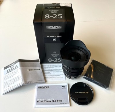Olympus M.Zuiko Digital ED 8-25mm f/4 PRO MFT Ultra Wide Lens MINT Box Papers