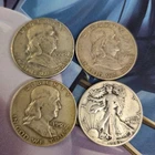 New Listing4 Silver Half Dollars US 90% Silver Franklin Walking Liberty