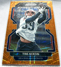 2021 Panini Prizm Football Tre Nixon New England Patriots Orange Lazer Rookie