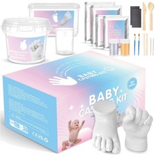 3D Gipsabdruck Set Hand Fu&szlig; Baby Andenken Geschenk Gold Silber Farbe Deko 880g