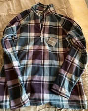 EDDIE BAUER Quest Raglan 1/4 Zip Plaid Women's MEDIUM Sweatshirt NEW