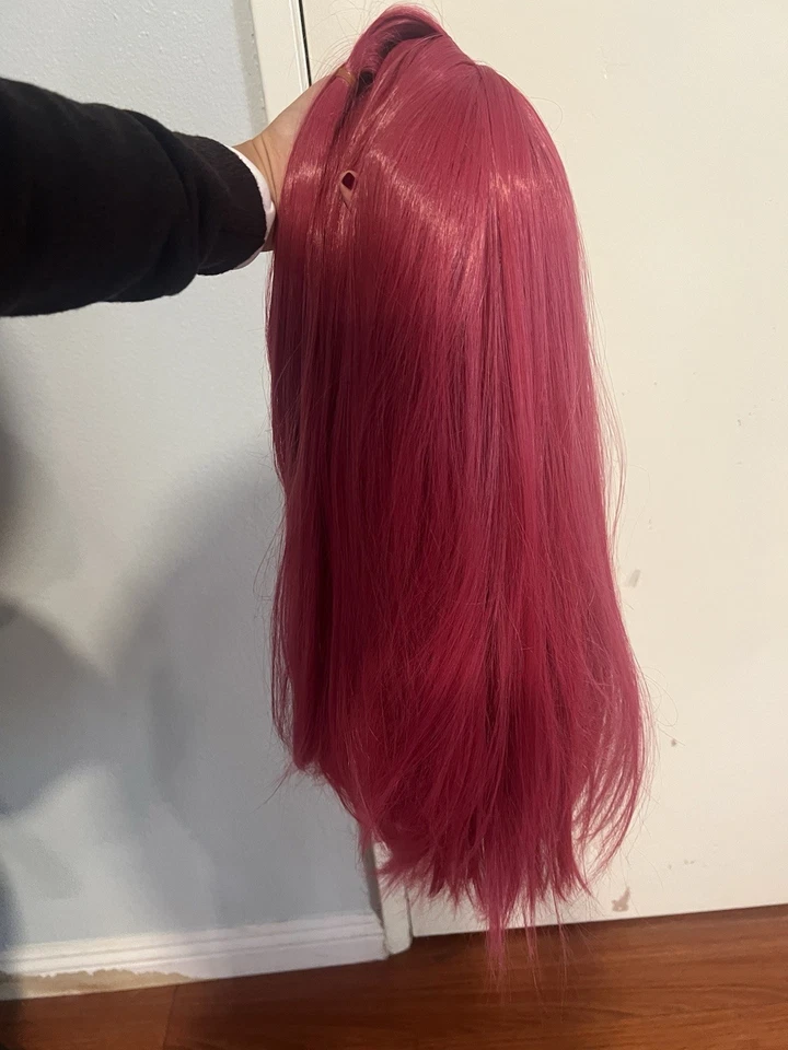 假发美人鱼长洋红色粉红色假发服装角色扮演  — 第 4/4 张图片