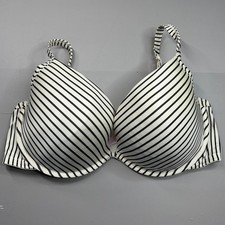 Cacique Plunge Bra 44DD Lined Striped Underwire Adjustable Convertible Straps