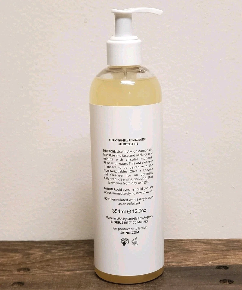 SKINN Té Verde No Negociable + Gel Limpiador AM Como Nuevo Lavado Facial 12 OZ Bomba NUEVO Foto 3 de 4