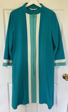 Vintage Vanity Fair Stripe Velour Half Zip Pockets Lounge Robe Size 18