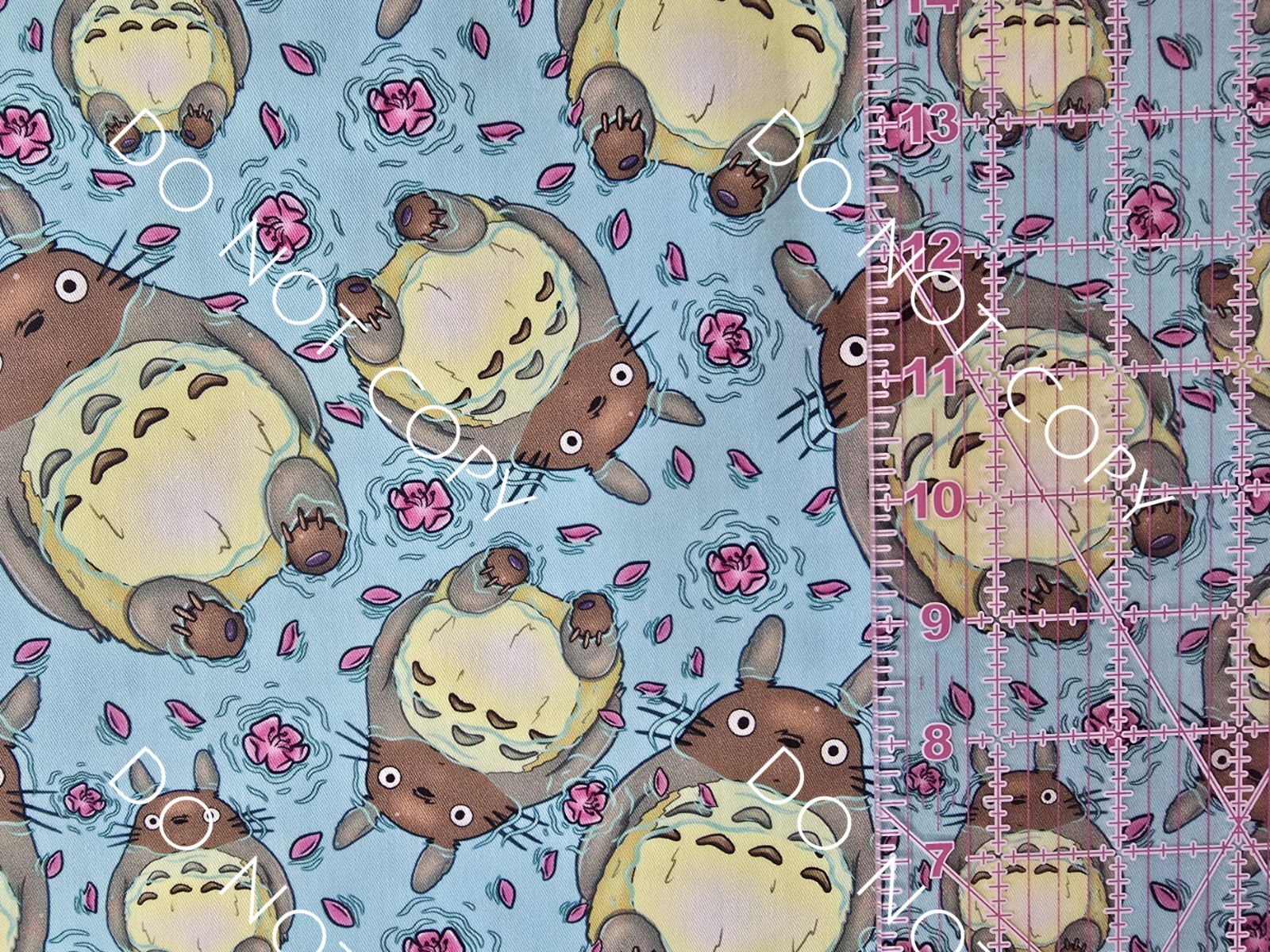 Custom 100% Cotton Woven Studio Ghibli Totoro Anime Water 1/4 Yard 9x56 Teal