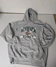 University of North Dakota Fighting Sioux Hoodie Sweatshirt Old Logo Gray Sz M