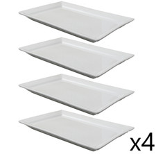 4 x White Porcelain Plates Rectangular Serving Plates Side Dishes Platter Plates