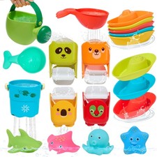 Mold Free Bath Toys, 17PCS  Easy Clean Easy-Grip Baby Bath Toys for Kids Age...