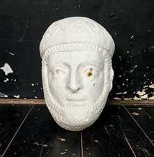 Vintage Greek Plaster Wall Mask Sculpture Head Bust