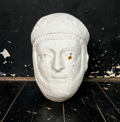Vintage Griechische Gips Wandmaske Skulptur Kopf Büste