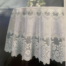 Chablis Great Bay Lace Company 91   Round Tablecloth Ecru Floral Lace Easy Care