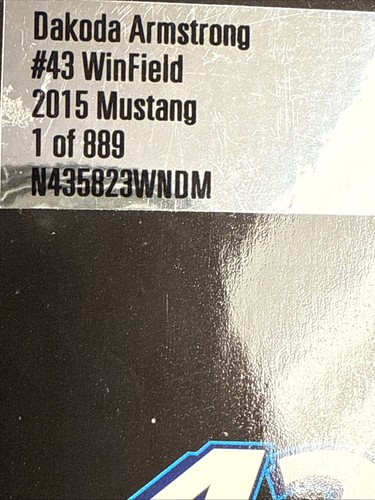 Dakota Armstrong #43 Nascar Mustang 1:24 Scalestock Car NWB Limited Edition - Imagen 9 de 13