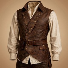 Distressed Brown Pirate Vest for Renaissance Fair, Cosplay  Historical Reenactm