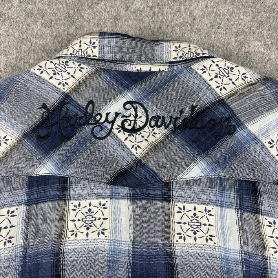 Harley-Davidson Shirt Womens Jacquard Plaid XL Long Sleeve Genuine Motor Clothes - Image 4 of 4
