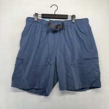Columbia Shorts Mens Large Blue Athletic Hiking Outdoor Elastic Belted Cargo NEW
