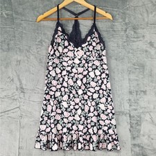 Womens Slip Dress Medium Babydoll Y2K Fairy Romantic Floral Lace Coquette Ruffle