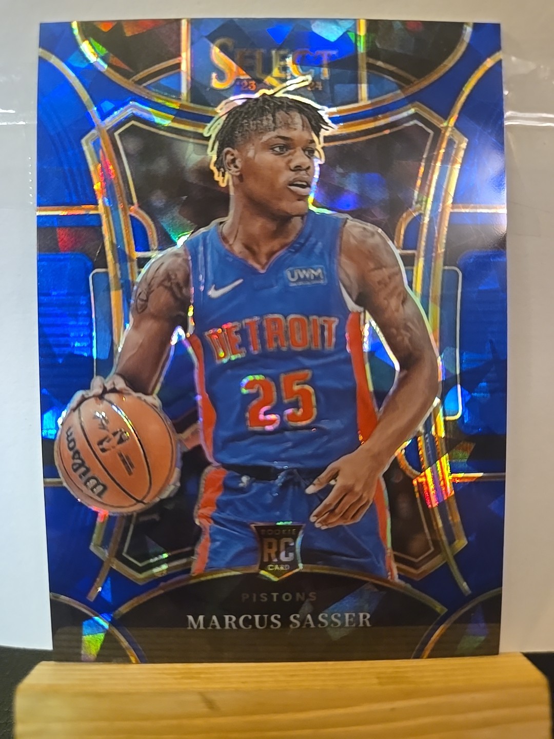 2023-24 Panini Select Blue Cracked Ice Prizms Marcus Sasser #303 Rookie Pistons