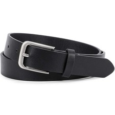 WHIPPY Women Casual Leather Belt for Jeans M: Fit Waist Size 31-36", 1-black