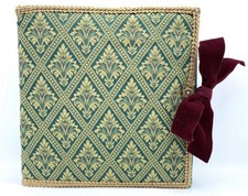 Exposures Catalog Vintage Tapestry Covered 3- Ring Binder W/Silk Ribbon Close