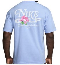 Nike Max90 Golf T-Shirt Men XXL Blue Sports Loose Fit HJ3476-468 Flower New Tee