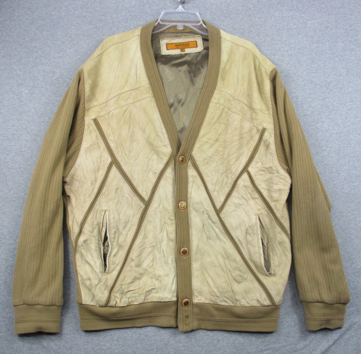 Vintage Maxini Collezione Jacket Mens 2XL Brown Suede Leather Button Front 90s