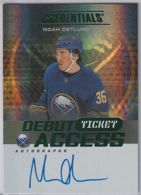 Noah Ostlund 2025-26 Upper Deck Credentials Debut Ticket Access Green Auto #/25